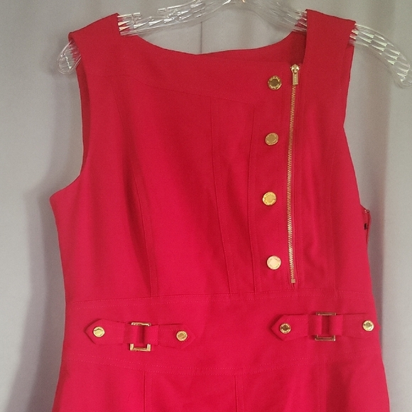 Calvin Klein Red Midi Dress with Gold Accents - Picture 2 of 4
